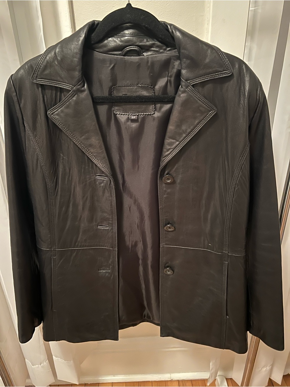 Vintage Jessica Black Leather Button-Front Women's Jacket size S